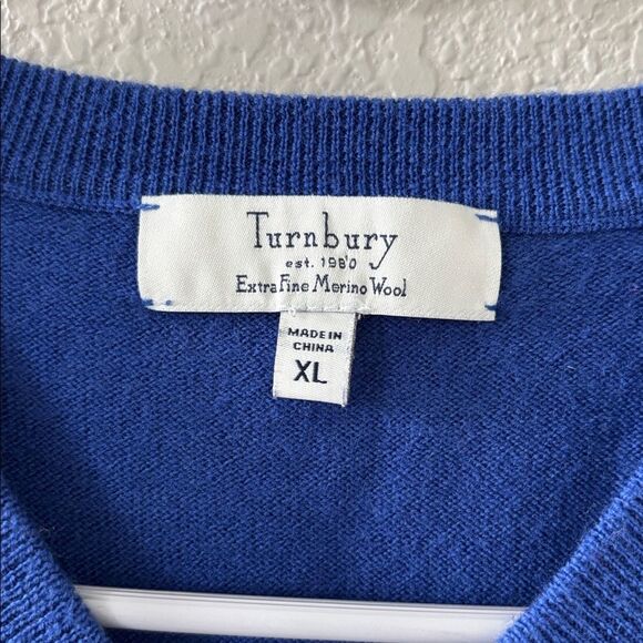 TURNBURY Blue Extra Fine Merino Wool Sweater Vest size XL - Picture 2 of 4